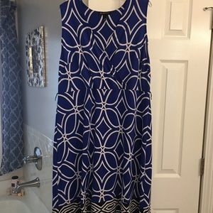 Blue and white geometric shape dress